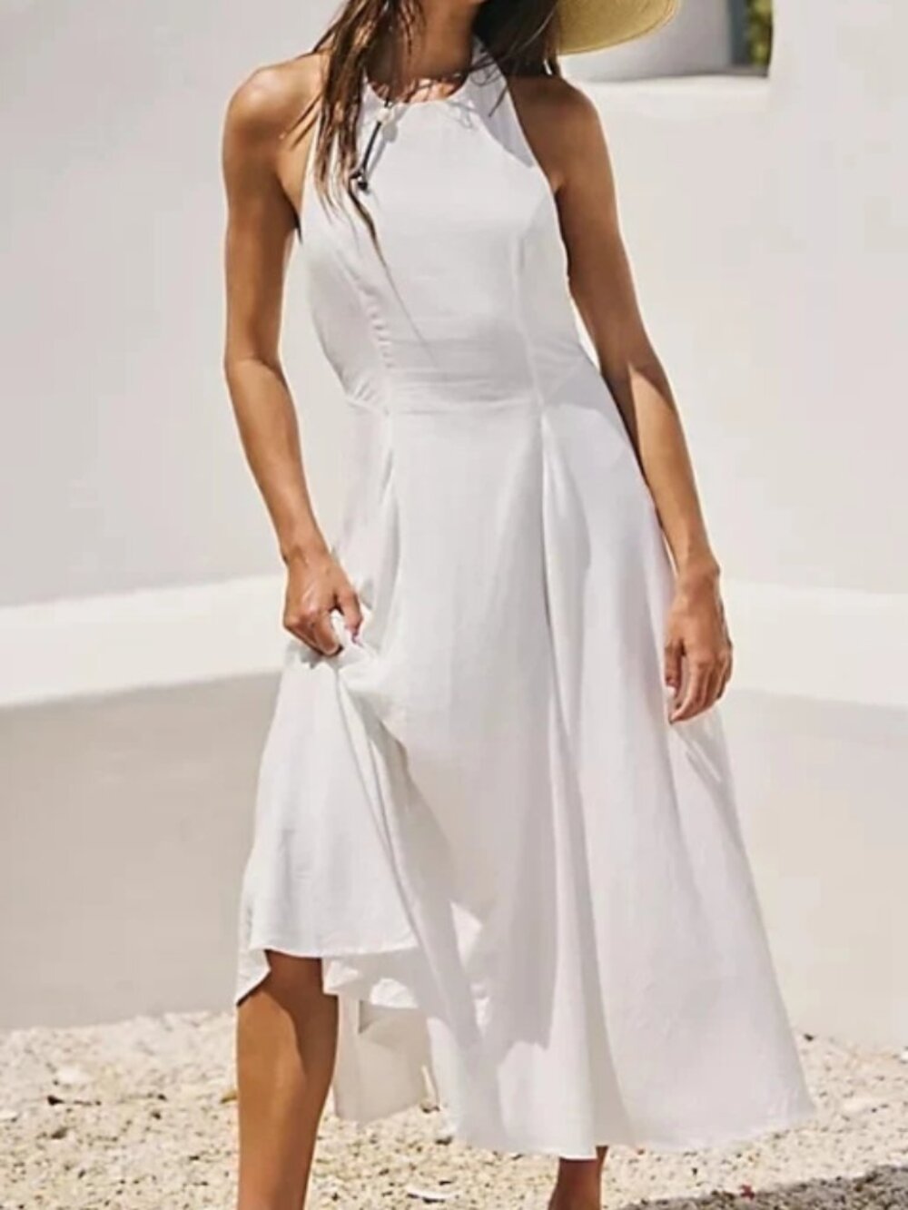 Free People Free-Est All In Love Midi Dress Halter Ivory Sleeveless Beach S